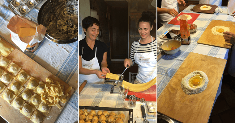 At a cooking class in Florence, Jenna learns how to prepare an authentic ravioli recipe.