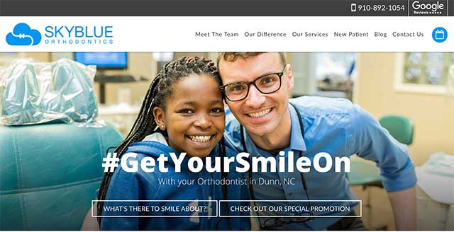 SkyBlue Orthodontics HomePage Color Scheme