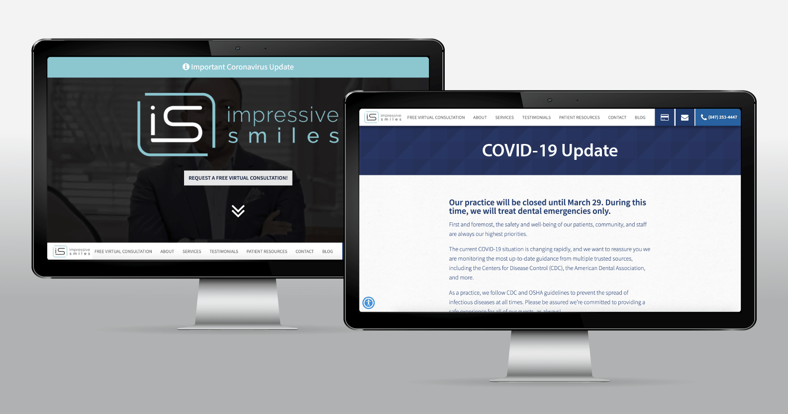 A dental website featuring up-to-date COVID information