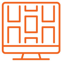 Line icon of a computer with rectangles on the screen