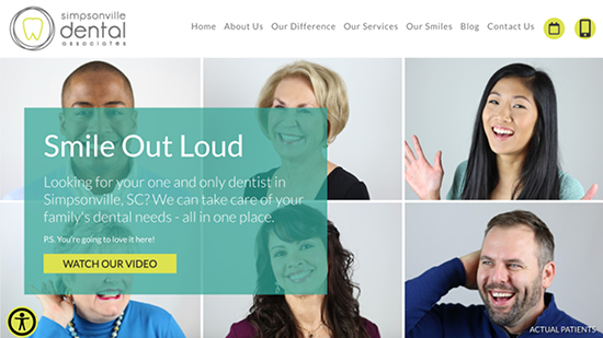 Preview image of Simpsonville Dental Associate’s new responsive dental website.