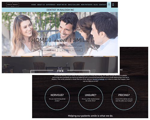 Preview of a spa-like dental website with the homepage and inner page