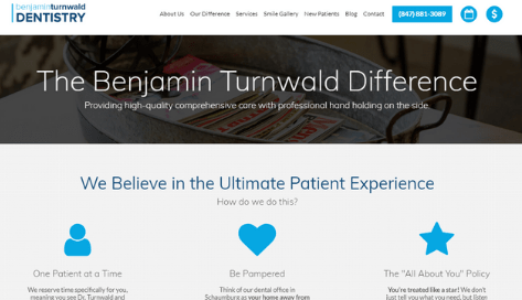 Dr. Turnwald's difference web page that helps patients relate and choose his brand