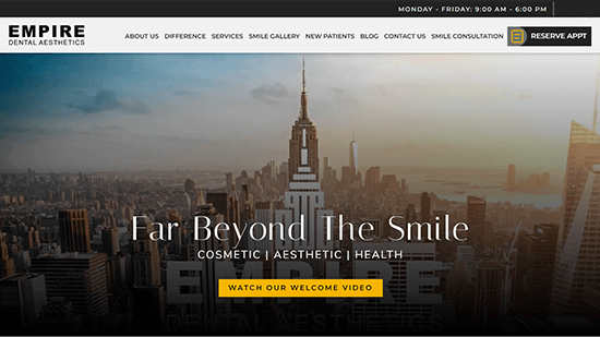 Preview image of Empire Dental Aesthetic's new dental website