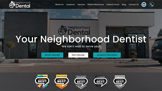 A preview of Neighborhood Dental's new responsive website
