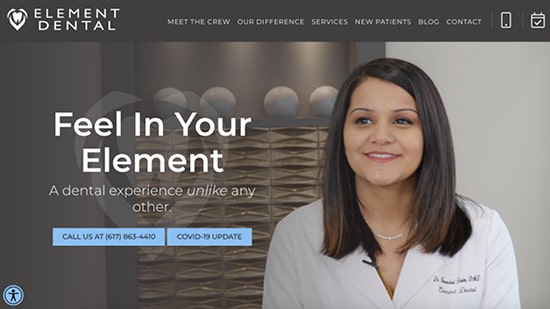 Preview image of Element Dental's new responsive dental website.