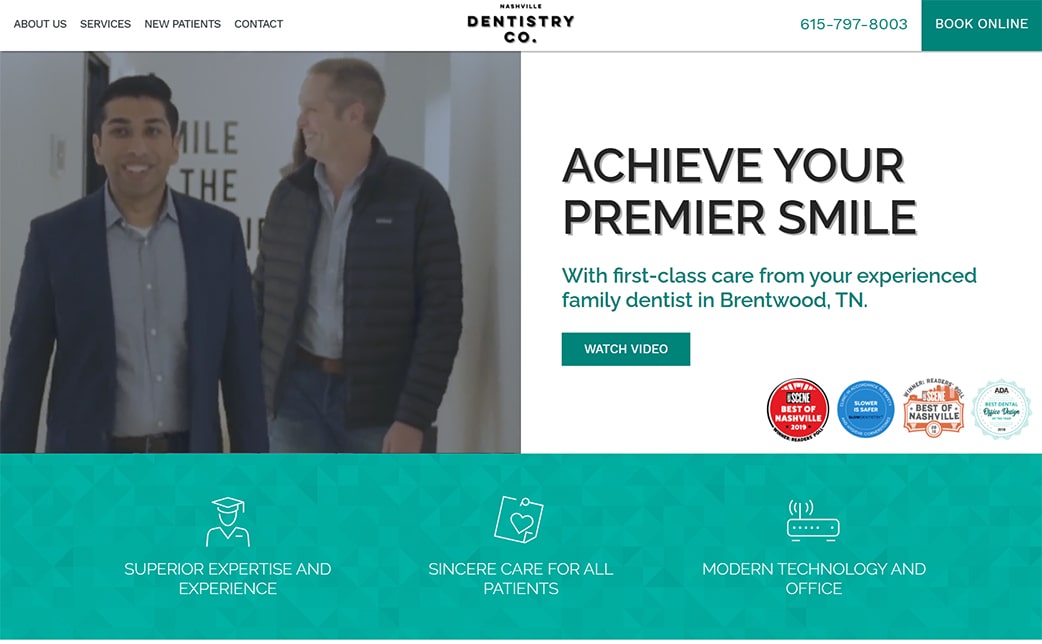 Preview of Nashville Dentistry Co's new website
