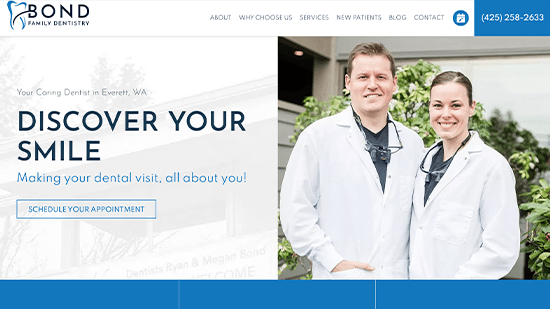 Preview image of Bond Family Dentistry's new responsive dental website.