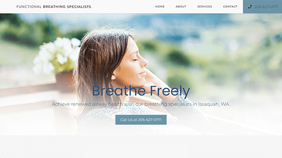 Preview image of Functional Breathing Specialists’ new responsive website.