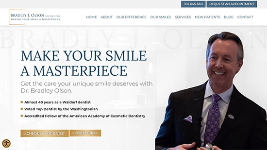 Preview image of Bradley Olson, DDS' new responsive dental website.