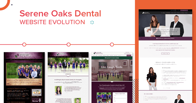 Serene Oaks Dental website evolution with collage of websites