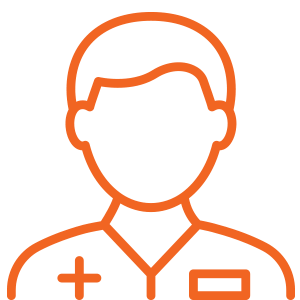Orange icon of a man or nurse